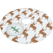 Red Nosed Reindeer Monogram Weihnachtsbaum Rock Polyester Weihnachtsbaumdecke (Schrägansicht)