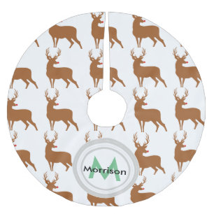 Red Nosed Reindeer Monogram Weihnachtsbaum Rock Polyester Weihnachtsbaumdecke