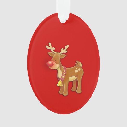 Red Nosed Reindeer Red Ornament (Vorderseite)