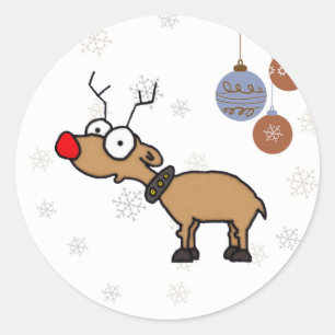 Red Nosed Reindeer Runder Aufkleber