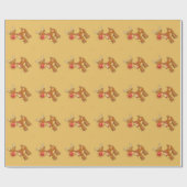 Red Nosed Rentier Gold Geschenkpapier (Flach)