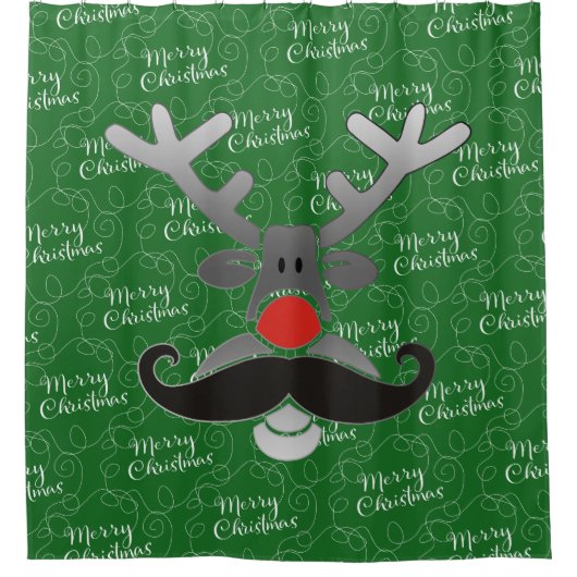 Red Nosed Rudolph mit Mustache + Ihre Idee Duschvorhang (Vorderseite)