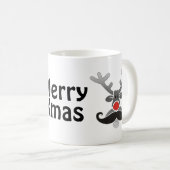 Red Nosed Rudolph mit Mustache + Ihre Idee Kaffeetasse (VorderseiteRechts)