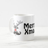 Red Nosed Rudolph mit Mustache + Ihre Idee Kaffeetasse (Vorderseite Links)