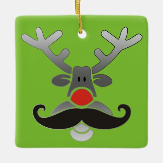 Red Nosed Rudolph mit Mustache + Ihre Idee Keramikornament (Vorderseite)