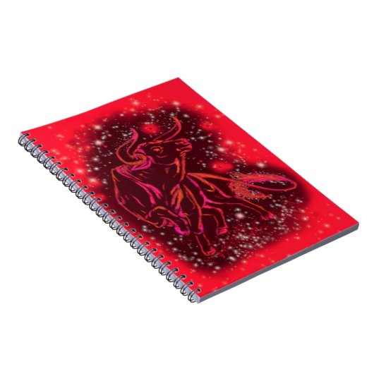 Red Notebook Bull läuft in der Starry Night Notizblock (Rechte Seite)