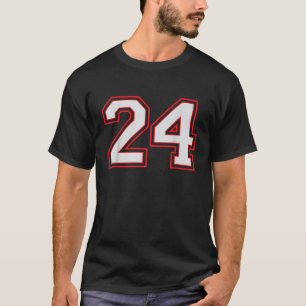 Red Number 24 Sports Player Jersey Fun Game Gewinn T-Shirt