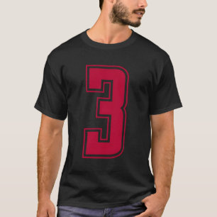 Red Number 3 Team Junior Sports Numbered Uniform T-Shirt