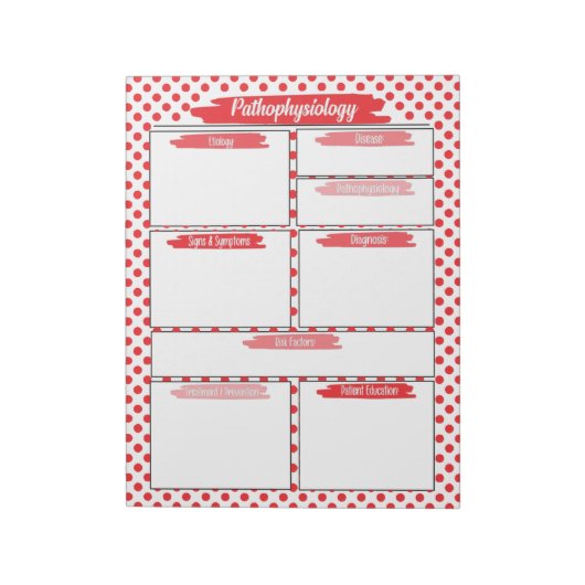 Red Nursing - Pathophysiology Template Notizblock (Rotiert)