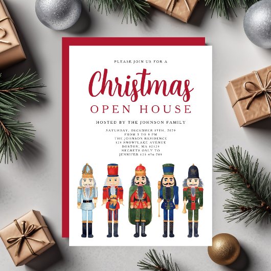 Red Nutcracker Christmas Open House Einladung