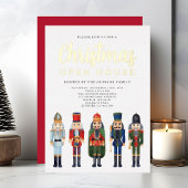 Red Nutcracker Christmas Open House Gold Folieneinladung