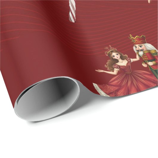 Red Nutcracker Clara Candy Cane Geschenkpapier (Rolleneckpunkt)