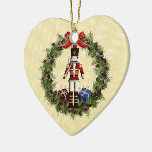 Red Nutcracker Kranz Herzdekoration Keramik Ornament (Links)