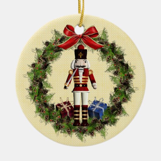 Red Nutcracker Kraut Keramikornament (Vorne)