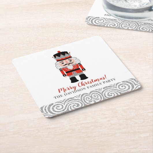 Red Nutcracker Soldier Weihnachtsfeier Rechteckiger Pappuntersetzer (angewinkelt)