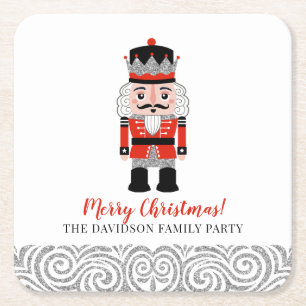 Red Nutcracker Soldier Weihnachtsfeier Rechteckiger Pappuntersetzer
