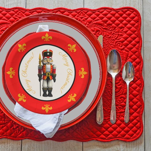 Red Nutcracker Thema Frohe Weihnachtszeitung Plate Pappteller