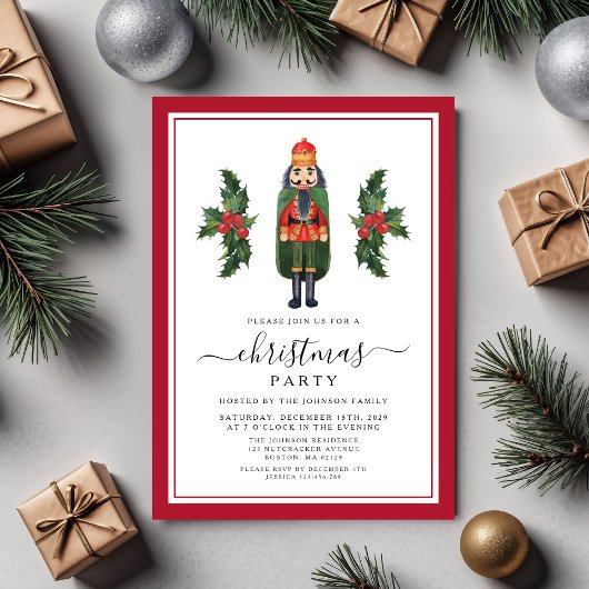 Red Nutcracker Weihnachts-Party Einladung