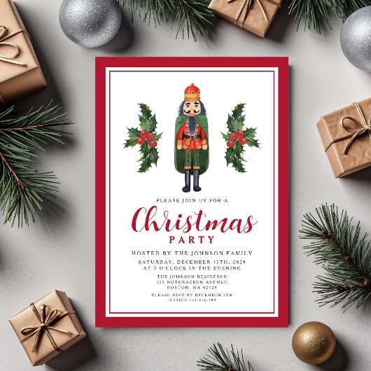 Red Nutcracker Weihnachts-Party Einladung
