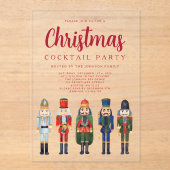 Red Nutcracker Weihnachtscocktail Party Acryleinladungen (Vorderseite)