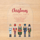 Red Nutcracker Weihnachtscocktail Party Acryleinladungen (Vorderseite)