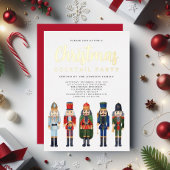 Red Nutcracker Weihnachtscocktail Party Gold Folieneinladung
