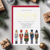 Red Nutcracker Weihnachtscocktail Party Gold Folieneinladung
