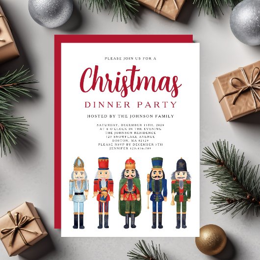Red Nutcracker Weihnachtsessen Party Einladung
