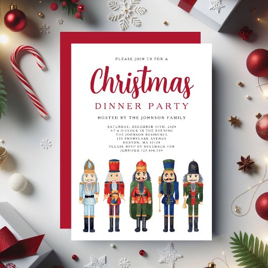 Red Nutcracker Weihnachtsessen Party Einladung
