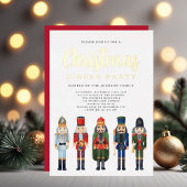 Red Nutcracker Weihnachtsessen Party Gold Folieneinladung