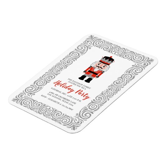Red Nutcracker Weihnachtsfeier Einladung Magnet (Linke Seite)