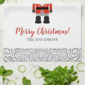 Red Nutcracker Weihnachtsfeiertag Geschirrtuch (Gefaltet)