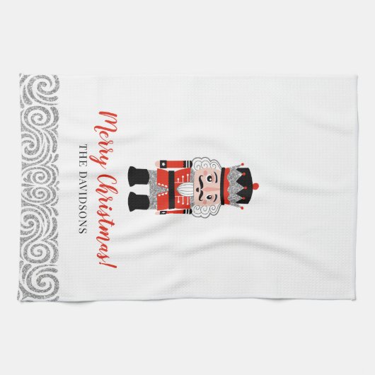 Red Nutcracker Weihnachtsfeiertag Geschirrtuch (Horizontal)