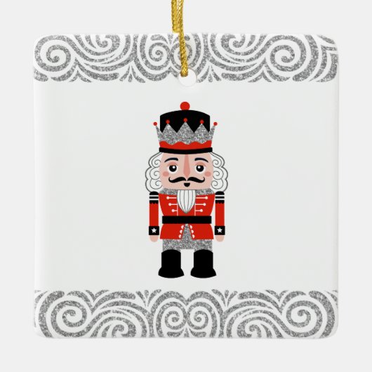 Red Nutcracker Weihnachtsfeiertag Keramikornament (Vorderseite)