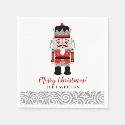 Red Nutcracker Weihnachtsfeiertag Serviette (Vorderseite)