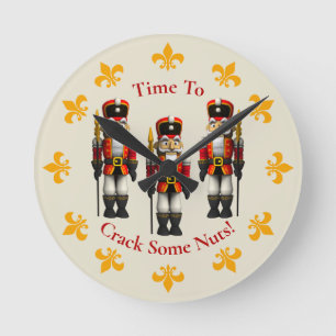 Red Nutcracker Weihnachtsspielzeug Soldier Time Runde Wanduhr
