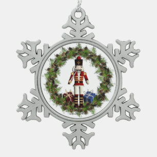 Red Nutcracker Wreath Snowflake Ornament