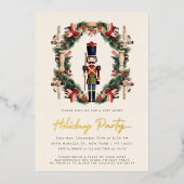 Red Nutcracker Wreath Weihnachts-Party Einladung (Vorderseite)