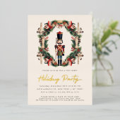 Red Nutcracker Wreath Weihnachts-Party Einladung (Stehend vorne)