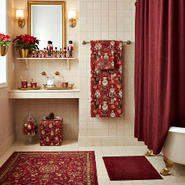 Red Nutcrackpattern Weihnachten Badhandtuch Set