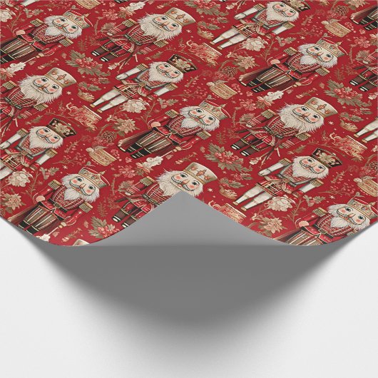Red Nutcrackpattern Weihnachten Geschenkpapier (Ecke)