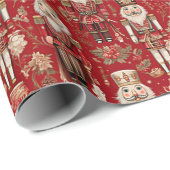 Red Nutcrackpattern Weihnachten Geschenkpapier (Rolleneckpunkt)
