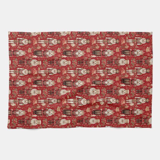 Red Nutcrackpattern Weihnachten Geschirrtuch (Horizontal)