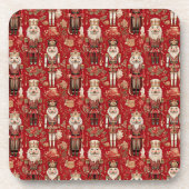 Red Nutcrackpattern Weihnachten Getränkeuntersetzer (Vorderseite)