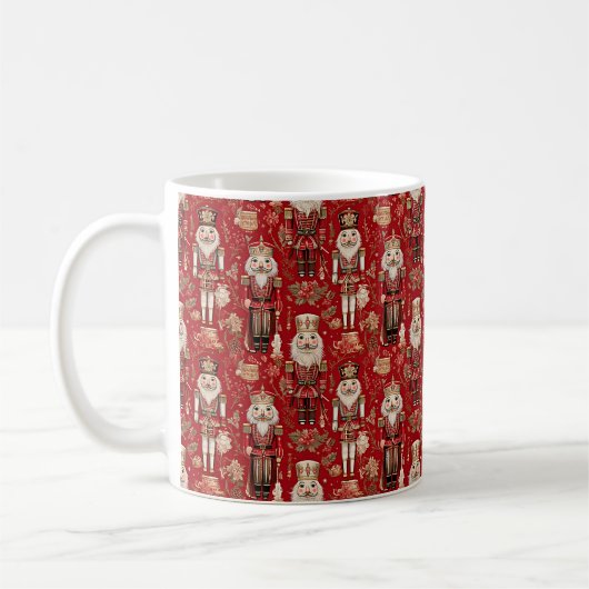 Red Nutcrackpattern Weihnachten Kaffeetasse (Links)