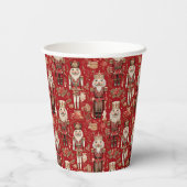 Red Nutcrackpattern Weihnachten Pappbecher (Rückseite)