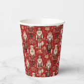 Red Nutcrackpattern Weihnachten Pappbecher (Links)