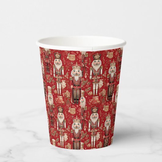 Red Nutcrackpattern Weihnachten Pappbecher (Rechts)