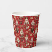 Red Nutcrackpattern Weihnachten Pappbecher (Vorderseite)