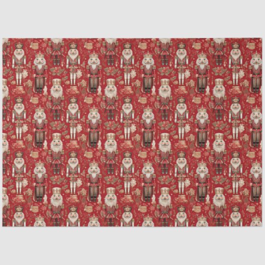Red Nutcrackpattern Weihnachten Seidenpapier (Vorderseite)